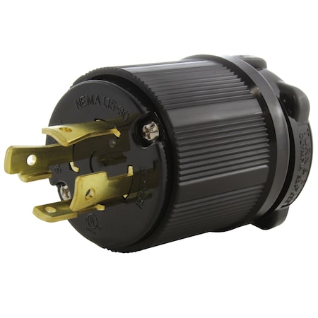 Ac Works Locking Plug, L15-30P, 30 A, 250V AC, Three Phase, Black ASL1530P-BK